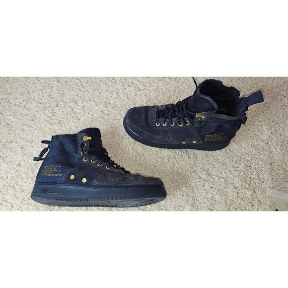 nike sf air force 1 mid obsidian metallic gold